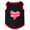 Pet Dog Vest 'I Love You Mom Dad' Printed Cotton-Polyester Tank Top Cute Heart Design Comfortable Modern Simple Small