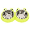 Cute Cartoon Frog Design Large Metal Bowl Candy Color Double Bowls with Stainless Steel for Small Dogs & Cats Solid Pattern