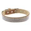 Elegant Solid Retro Suede Rhinestone Dog Collar with D-Ring Durable PU Leather Adjustable Buckle for Cats & Dogs