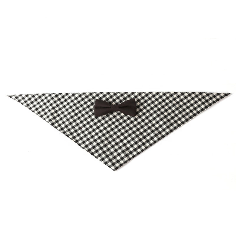 Classic Plaid Pattern Cotton Cute Bow Tie Decoration Multiple Sizes Pet Dog Bandana for All Seasons