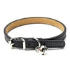 Adjustable Genuine Leather Cat and Dog Collars with Small Bell High Quality in Solid Color 6 Sizes Available