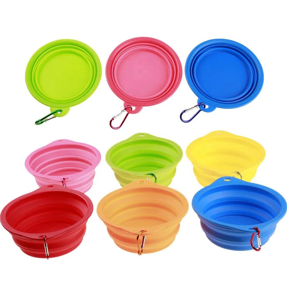 Eco Friendly Silicone Solid Modern Portable Waterproof Dog Collapsible Travel Bowls 11 Colors Available