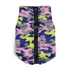 Warm Polyester Padded Geometric Mediterranean Pink Green Camouflage Service Dog Harness Vest Pet Winter Coat