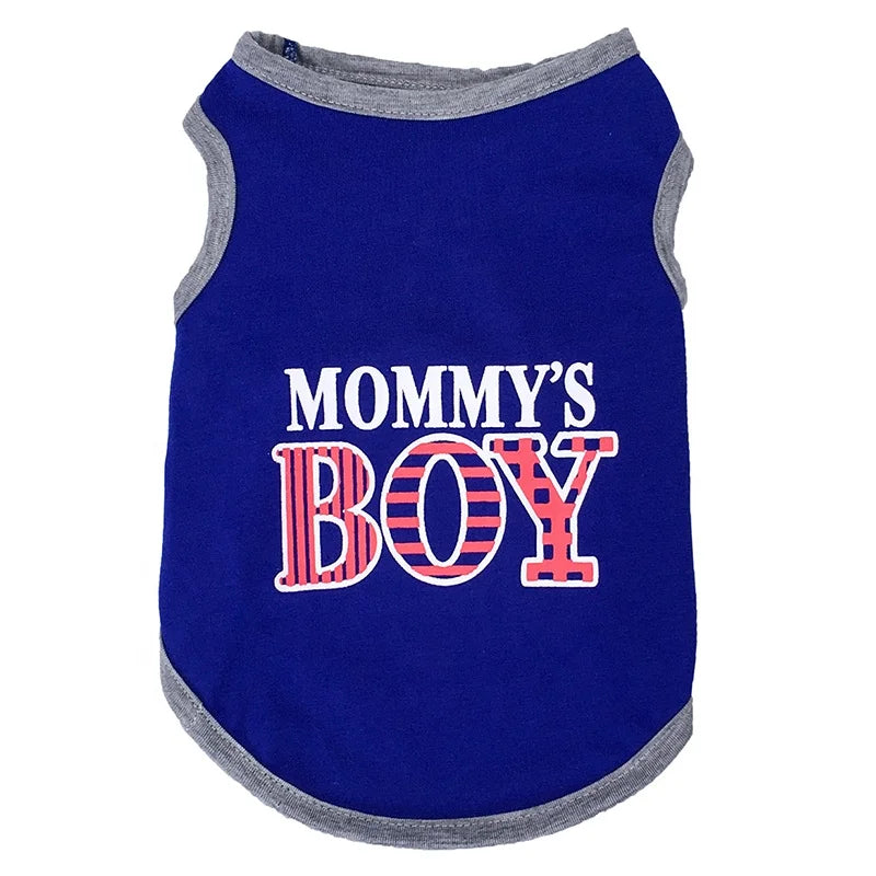 MOOMY'S BOY Custom Printing Pet Clothes Sport Style Cotton Dog Vest for Spring X Sizes Available Sublimation Summer Fall Apparel