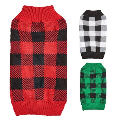 Classic Checkered Pattern Simple Sport Dog Sweater All-Match Contrast Color Designer Style Winter Pet Coat XS Size