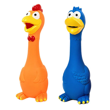 Squeaky Latex Cartoon Chicken Dog Chew Toy-Durable Interactive Sound for Small/Medium/Large Dogs Multi Colors