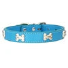 PU Leather Dog Collar Bone Studs Durable Adjustable Quick Release Buckle Collar for Dogs Fashionable Colorful Design 14