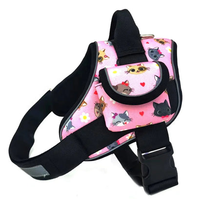 Classic Pattern Tactical Chest Harness for Big Dogs with Reflective Stripe Pattern D Ring Pocket Included Made of Durable Nylon