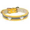 Modern Solid Reflective PU Dog Collar Paw Print Decor Durable Adjustable Pet Dogs Night Safety Design Reflective Strip