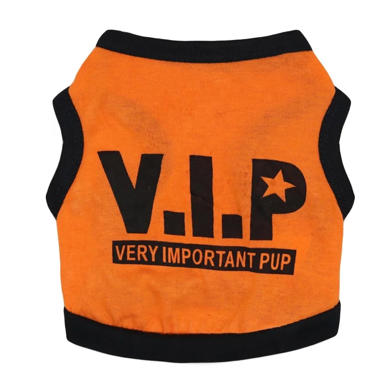 Cool VIP Custom Cotton Dog Clothes for Small Dogs Funny Printed Summer Pet Accessory Sustainable Apparel for Spring