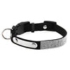 Modern Elegant Durable Sparkly Rhinestone Dog Collar ID Tag Adjustable Soft Microfiber Neckband D-Ring for Cats & Small Dogs