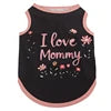 European American Style Summer XS Polyester Dog Vest High Elastic 'Free Kisses' and 'Love Mom Dad' Printed Stripe Pet Clothes