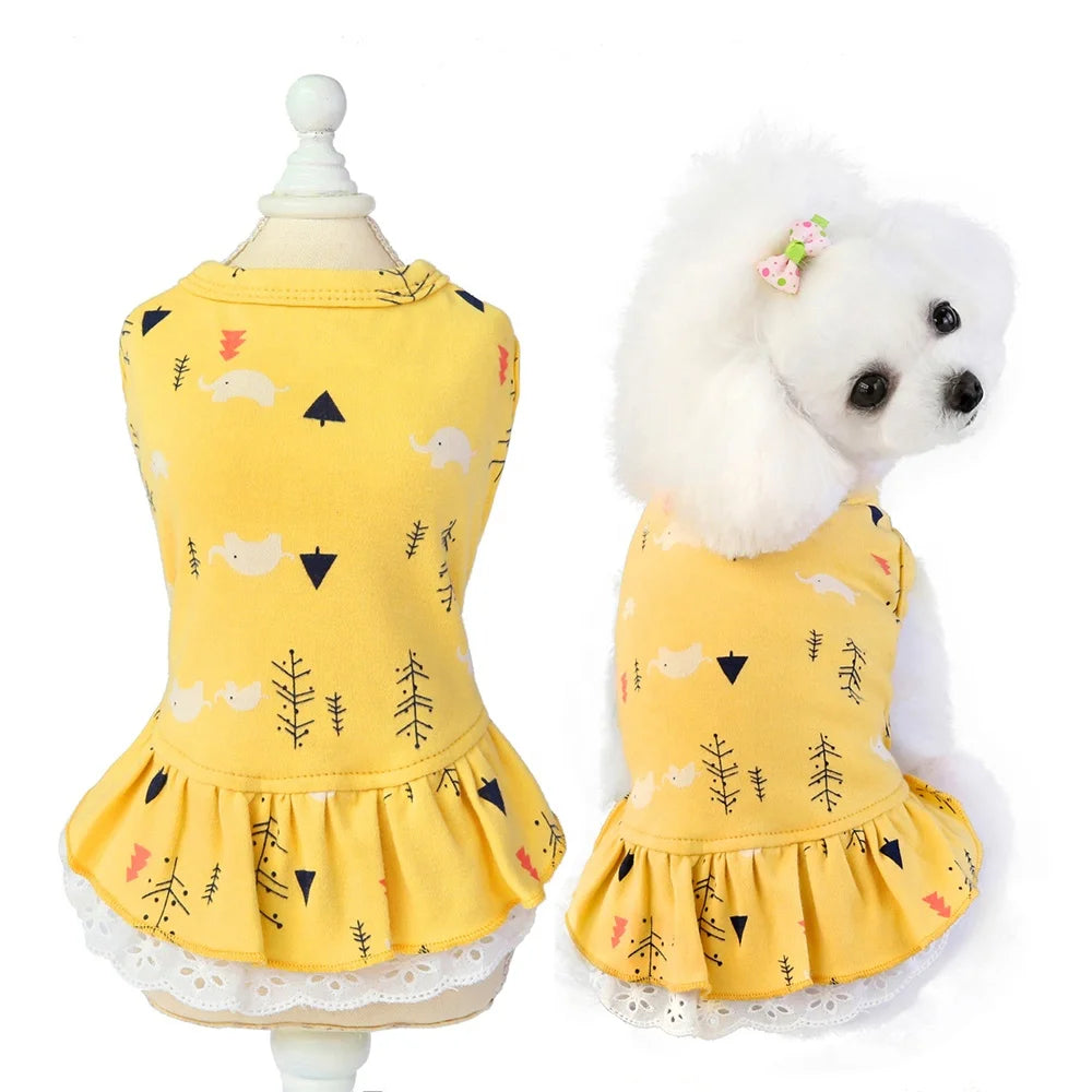 Cute Animal Printing Cotton Pet Coats Leisure Style for Small Dogs Autumn Spring Summer Sizes XXL XL