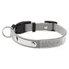 Modern Elegant Durable Sparkly Rhinestone Dog Collar ID Tag Adjustable Soft Microfiber Neckband D-Ring for Cats & Small Dogs