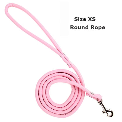 Durable Luxury Dog Walking Lead Simple Solid Candy Colors 16 PU Slip Pet Leash Flat Strap Metal Snap Hook