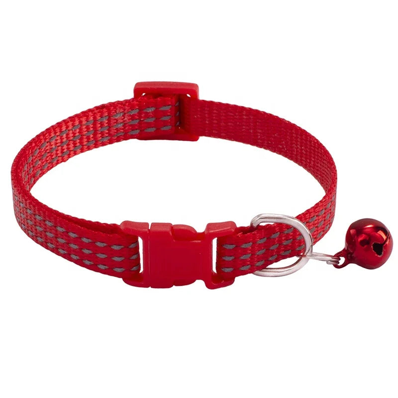 Adjustable Modern Airtag Pet Cat Collar Durable Nylon Belt Reflective Stripe Small Bell Solid Pattern Economically Priced for