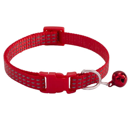 Adjustable Modern Airtag Pet Cat Collar Durable Nylon Belt Reflective Stripe Small Bell Solid Pattern Economically Priced for
