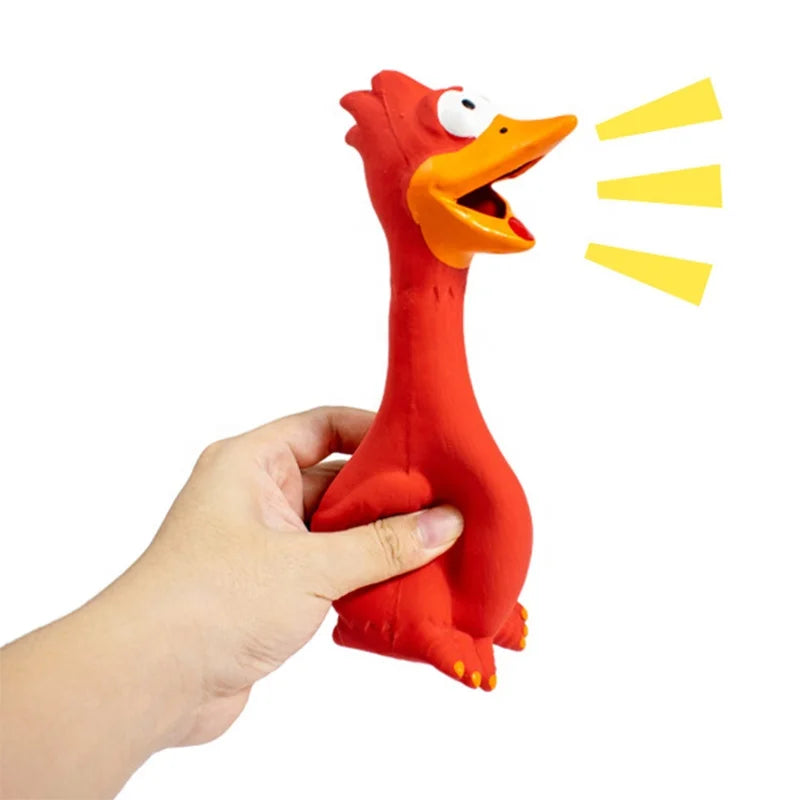 Squeaky Latex Cartoon Chicken Dog Chew Toy-Durable Interactive Sound for Small/Medium/Large Dogs Multi Colors