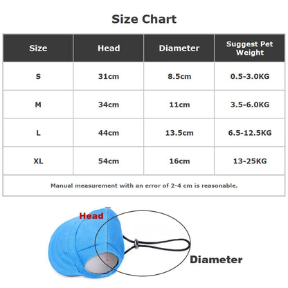 Pet Baseball Cap Adjustable Chin Strap Open Ear Design Dog Sun Visor Hat Solid Pattern Breathable Eco-Friendly Soft Canvas
