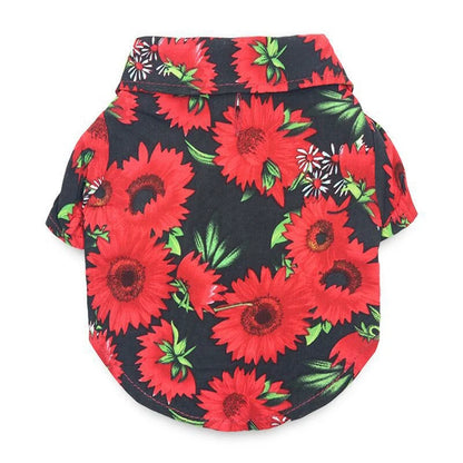 Modern Hawaii Style Floral Printed Cotton Polyester Dog Vest for Summer Spring and Fall Seasons