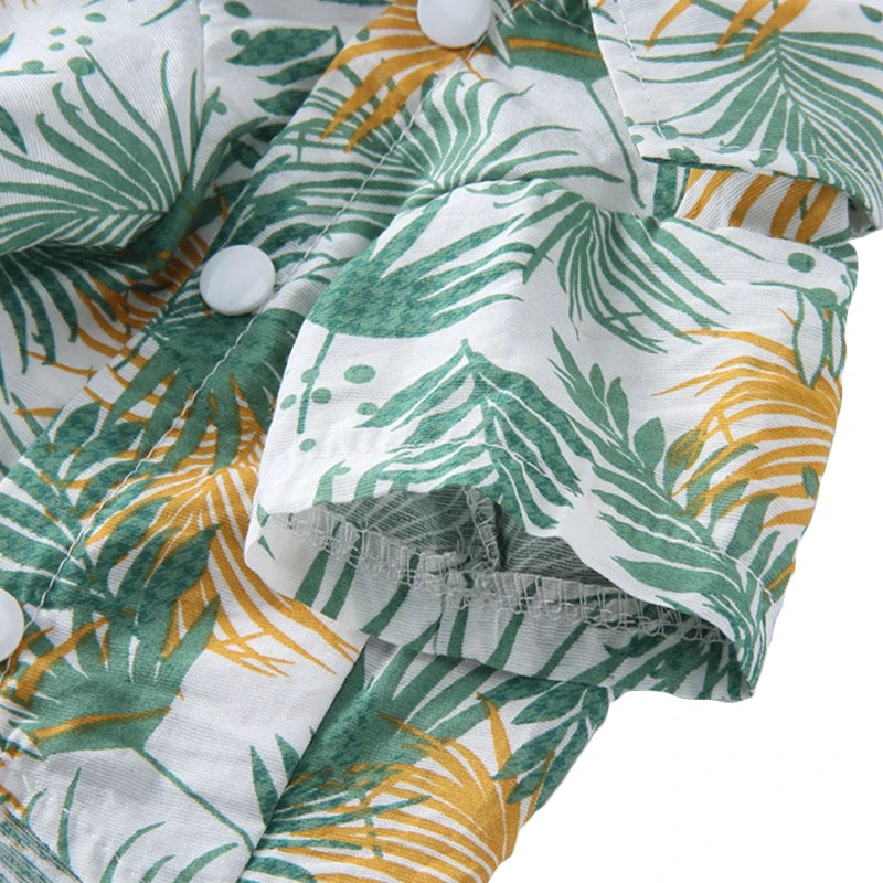 Floral Tropical Hawaiian Print Dog Clothes Breathable Polyester Pet Shirt Collar Short Sleeve Spring Summer Apparel for Small