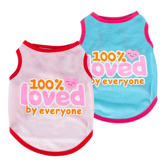 Funny Printing "100% Loved by Everyone" Dog Vest T-Shirts Ice Cream Color for Summer Winter Spring Camps Pet Cute Tank