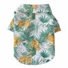 Floral Tropical Hawaiian Print Dog Clothes Breathable Polyester Pet Shirt Collar Short Sleeve Spring Summer Apparel for Small