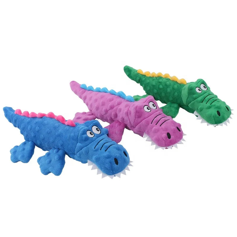Wholesale Squeaky Plush Crocodile Dog Chew Toy Soft Stuffed Animal for Cats Dogs Cute Cartoon Style Durable for Teething Puppies