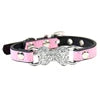 Luxury Rhinestone Bone Charm PU Leather Adjustable Soft Dog & Cat Collar Buckle Closure Multiple Colors All Seasons