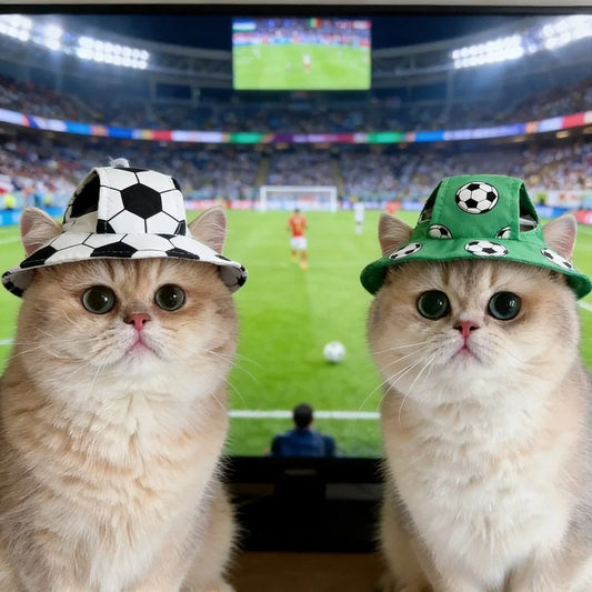 Hot Selling Summer Football Themed Polyester Solid Pet Cat Dog Ear-Flap Sun Fisherman Hat Collar Set Small Pets