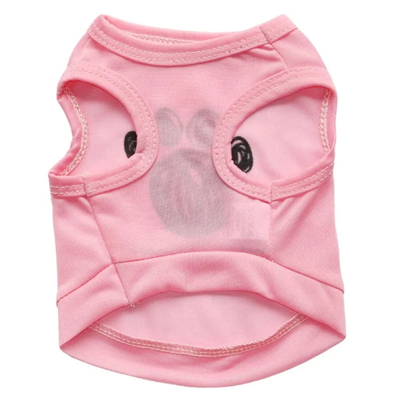 Cute Cartoon Graffiti Paws Printed Eco-Friendly Leisure Summer Vest for Dogs Breathable Polyester Fabric Hand Wash Spring