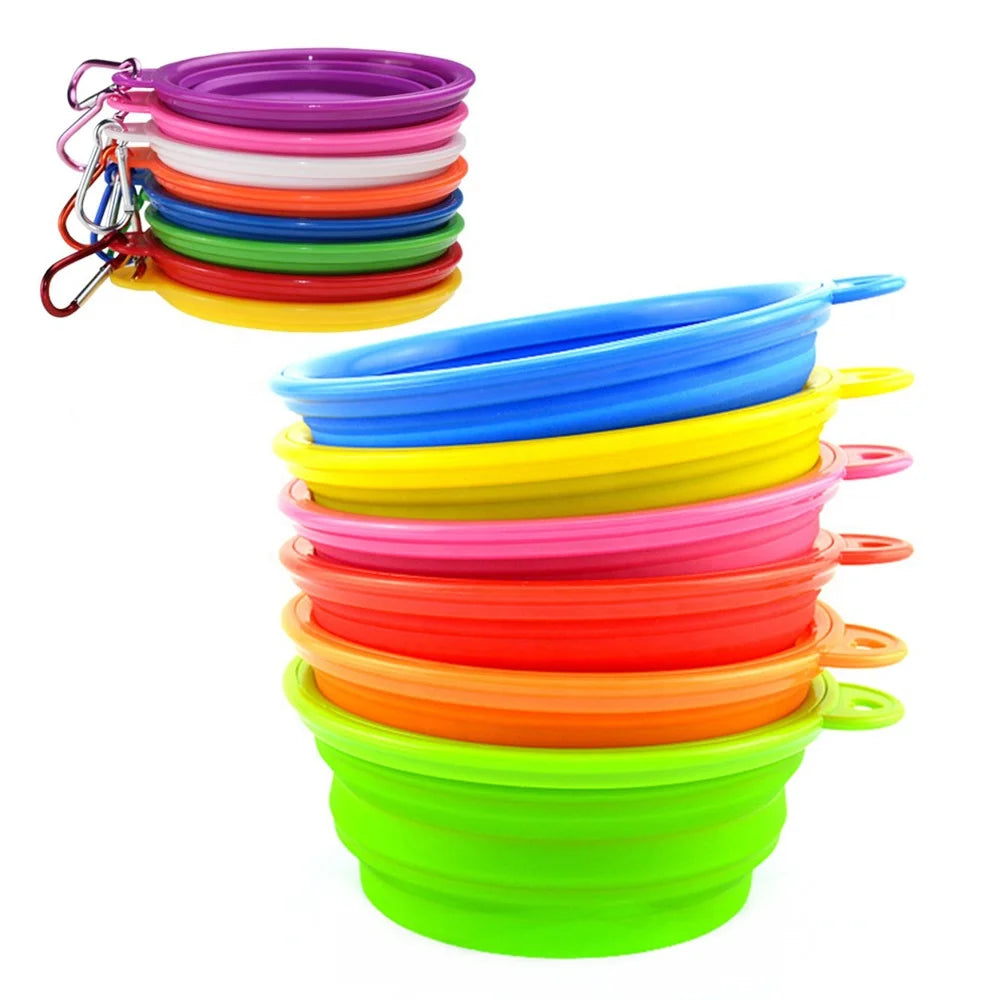 Eco Friendly Silicone Solid Modern Portable Waterproof Dog Collapsible Travel Bowls 11 Colors Available