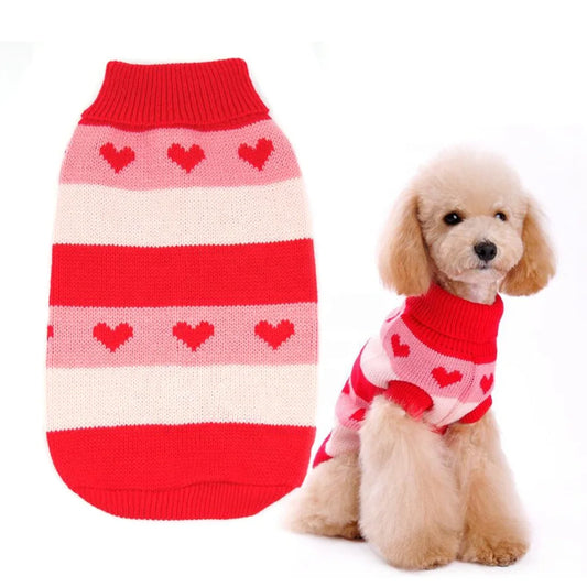 Cute Striped Acrylic Eco-Friendly Dog & Cat Sweater Soft Warm Breathable Winter Coat for Small/Medium Pets