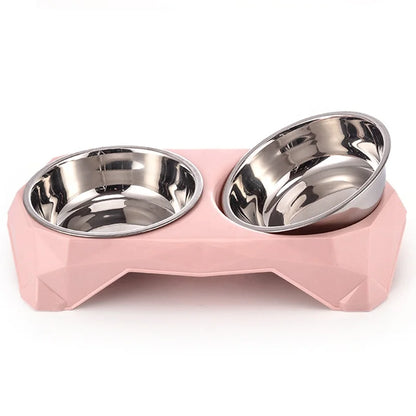 High Feet Anti-Skid Reptile Feeder Stainless Steel Bowls PP Stand Modern Waterproof Solid Rounded Cervical Vertebrae Neck