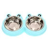 Cute Cartoon Frog Design Large Metal Bowl Candy Color Double Bowls with Stainless Steel for Small Dogs & Cats Solid Pattern