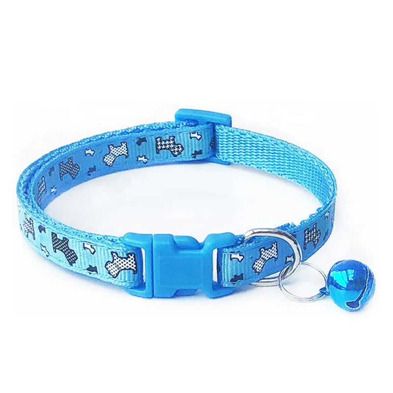 High Quality Nylon Neck Collar with Cute Print and Bell for Small Dogs Fashionable Pet Leash for Summer Spring Winter