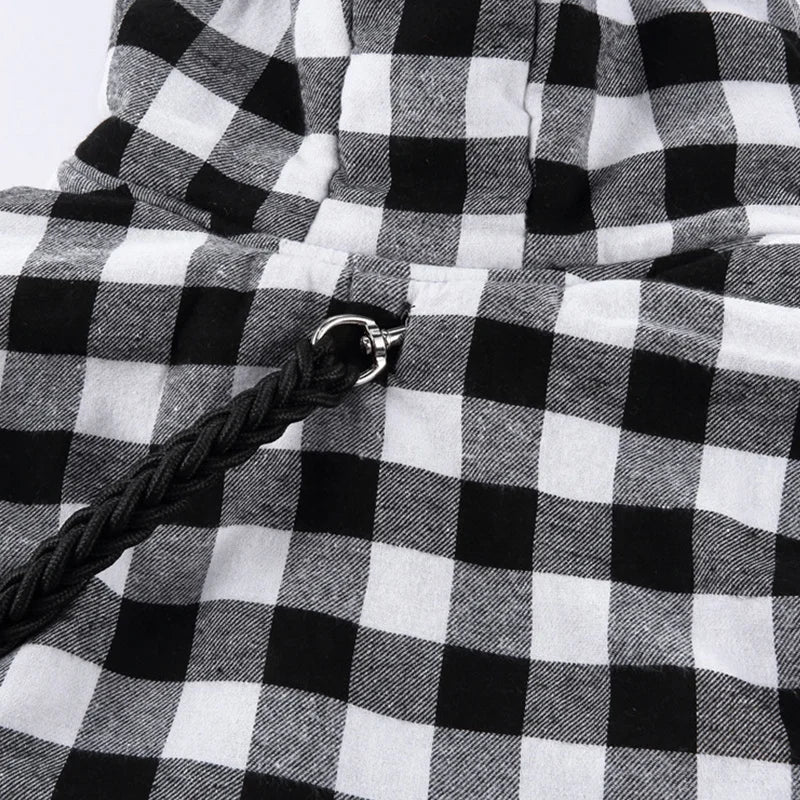 Classic Grid Luxury Cotton Padded Polyester Winter Coat for Big Dogs XL/XXL Autumn Season Pet Apparel with Harness Hole Leash