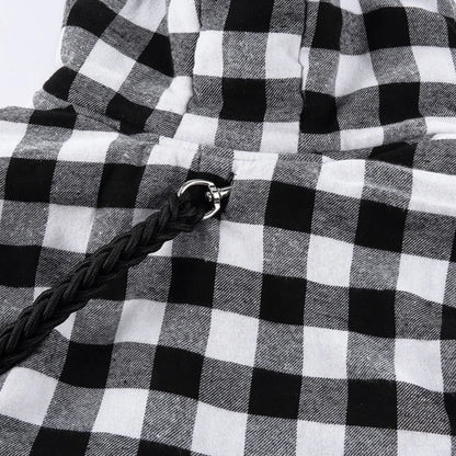 Classic Grid Luxury Cotton Padded Polyester Winter Coat for Big Dogs XL/XXL Autumn Season Pet Apparel with Harness Hole Leash