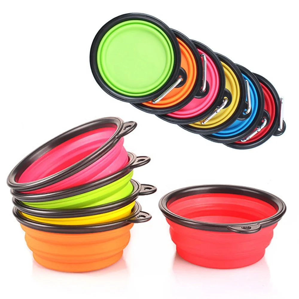 Eco Friendly High Quality Pure Solid Color Dog Silicone Outdoor Collapsible Waterproof Portable Bowl Dog Accessories Pet Feeder