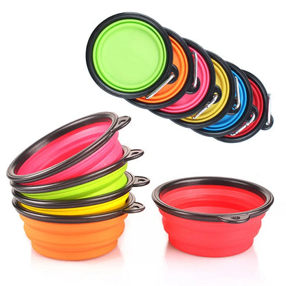 Eco Friendly High Quality Pure Solid Color Dog Silicone Outdoor Collapsible Waterproof Portable Bowl Dog Accessories Pet Feeder