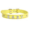 Wholesale Custom Waterproof Dog Collar Solid Color PU Leather Rhinestone Name Letters DIY Personalized Pet Collar Small