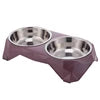 High Feet Anti-Skid Reptile Feeder Stainless Steel Bowls PP Stand Modern Waterproof Solid Rounded Cervical Vertebrae Neck
