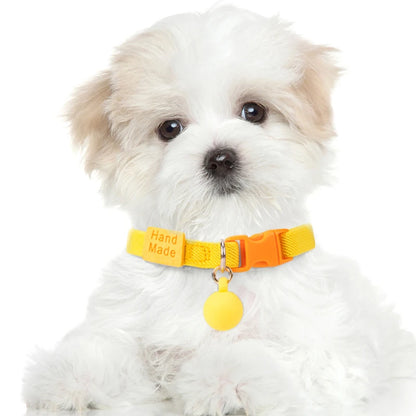 Adjustable Modern Simple Dog & Cat Collar-Soft Polyester with Ribbons Safety Buckle Bell Colorful Elastic 7 Colors Available