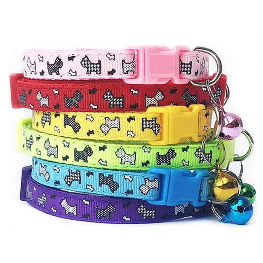 High Quality Nylon Neck Collar with Cute Print and Bell for Small Dogs Fashionable Pet Leash for Summer Spring Winter