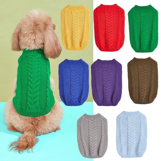 High Quality Autumn Winter Eco-Friendly 100% Cotton Pet Cats Dogs Sweater Fashionable Plaid Twist Knitted Warm Clothing