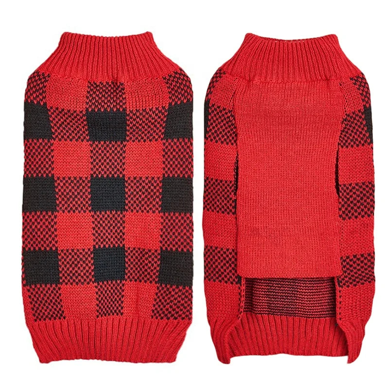 Classic Checkered Pattern Simple Sport Dog Sweater All-Match Contrast Color Designer Style Winter Pet Coat XS Size