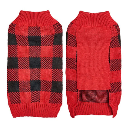 Classic Checkered Pattern Simple Sport Dog Sweater All-Match Contrast Color Designer Style Winter Pet Coat XS Size