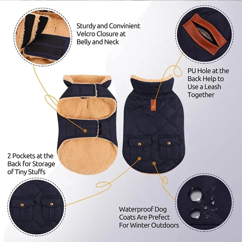 High Quality Popular Luxury Comfortable Dog Cat Waterproof Fleece Polyester Vest Coat Autumn Winter Warm Small/Medium/Large