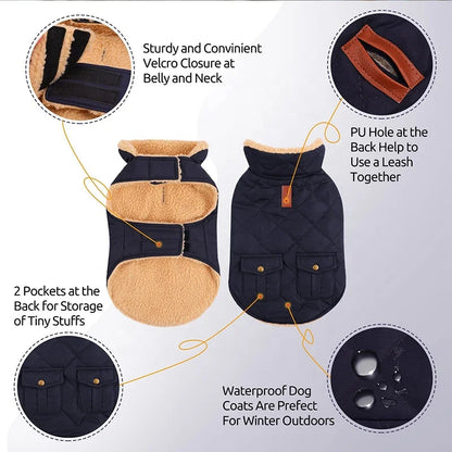 High Quality Popular Luxury Comfortable Dog Cat Waterproof Fleece Polyester Vest Coat Autumn Winter Warm Small/Medium/Large
