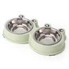 Eco-friendly Small Dog Double Bowls Cute Frog Shape Plastic & Stainless Steel Pet Cat Food Mixing Bowl Water Feeding ODM Supply